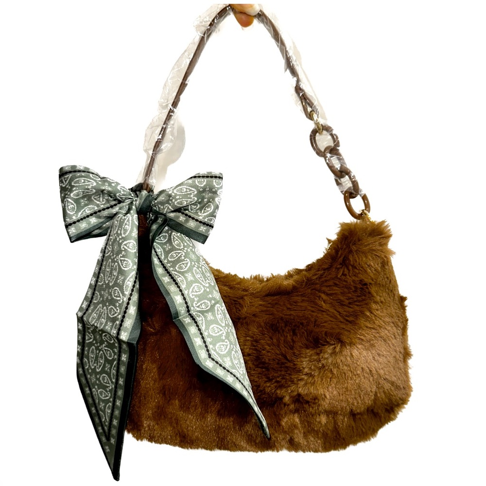 Plush Faux Fur Baguette Bag - NWT